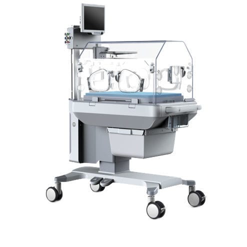 Neonatal incubator on casters - Anfas Arabia - height-adjustable / with monitor / with 4 operating windows