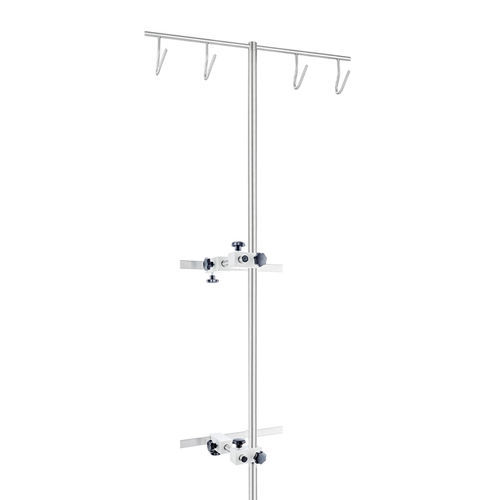 Rail-mounted IV pole - 115-003-III - Guido Buschmeier Maschinenbau - 4-hook / for syringe pumps / stainless steel