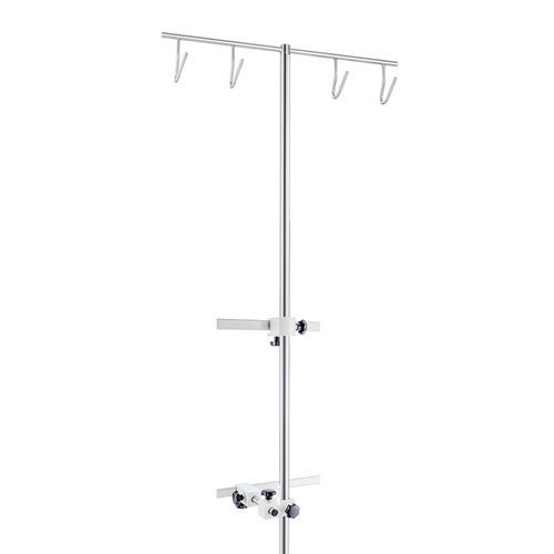 Rail-mounted IV pole - 115-005-III - Guido Buschmeier Maschinenbau - 4-hook / for syringe pumps / stainless steel