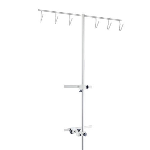 Rail-mounted IV pole - 115-006-III - Guido Buschmeier Maschinenbau - 6-hook / for syringe pumps / stainless steel