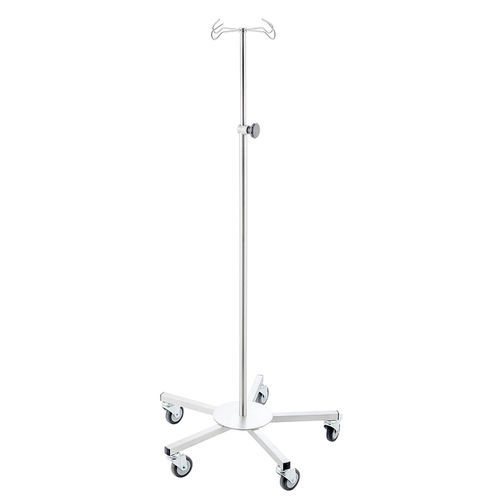 Infusion stand on casters - 119-003 - Guido Buschmeier Maschinenbau - 4-hook / stainless steel / aluminum