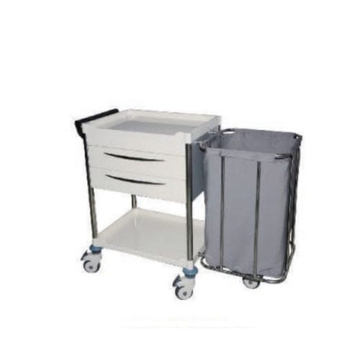 Medical linen trolley - B-23 - Tianjin Kangli Medical Instrument - with shelf / 2-door / 1-bag