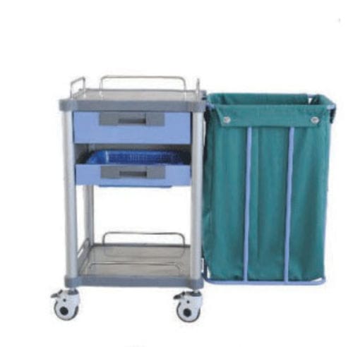 Medical linen trolley - Tianjin Kangli Medical Instrument - 1-drawer / 1-bag / plastic