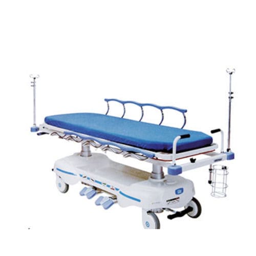 Patient transfer stretcher trolley - A 97 - Tianjin Kangli Medical Instrument - hydraulic / height-adjustable / 1-section
