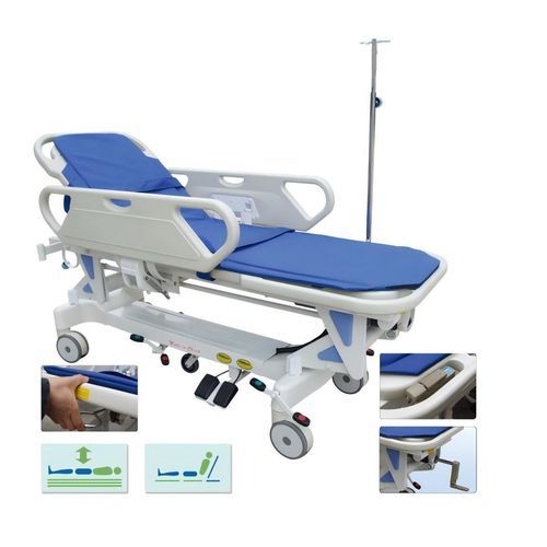Examination stretcher - YK-TS002 - Topmost Medical Technology Co.,Ltd - emergency / with adjustable backrest / height-adjustable