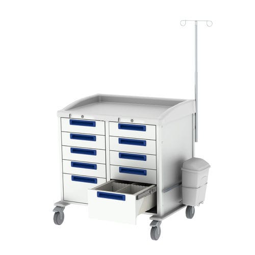 Intensive care trolley - mobile plus - Viviam Med - treatment / with drawer / with waste bin