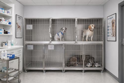 Dog veterinary cage - AVIOR GMBH - modular / on casters / stainless steel
