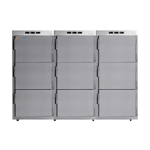 Body tray refrigerated mortuary cabinet - MOR-09 - Labotemp Systems - 9-body / front-loading / on casters