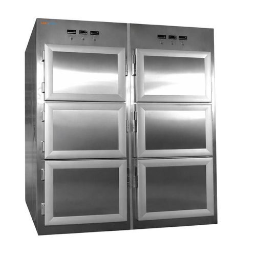Body tray refrigerated mortuary cabinet - MOR-08 - Labotemp Systems - 6-body / front-loading / on casters