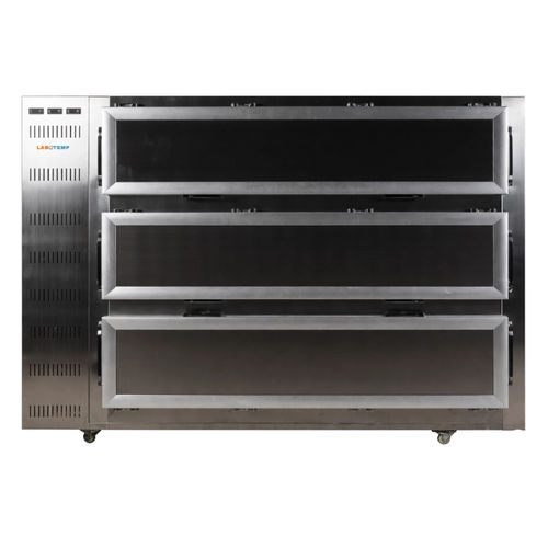 Body tray refrigerated mortuary cabinet - MOR-02 - Labotemp Systems - 3-body / front-loading / on casters