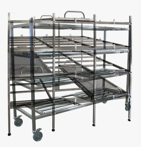 Mortuary stretcher storage rack - SF-MORTUARYSTORAG-070 - STERIFAG - on casters / stainless steel