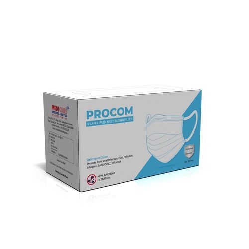 Latex-free surgical mask - Procom  - Medicare Hygiene Ltd., - adult / box of 50 / white