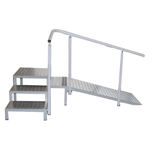 Straight rehabilitation staircase - ORT-822 - Ortotek A.Ş. - with 2 handrails / with ramp