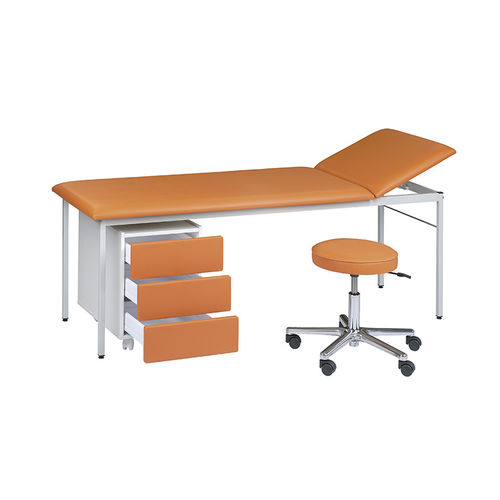Adult examination table - BUD-6265 - AGA Sanitätsartikel - with adjustable backrest / on casters / with storage unit