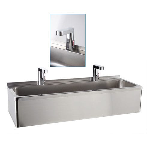 Medical hand wash basin - ARCANIA DEPARTMENT SOFINOR - laboratory / 2-station / stainless steel