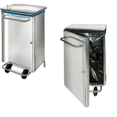 Stainless steel waste bin - CPBC - ARCANIA DEPARTMENT SOFINOR - on casters / foot-operated