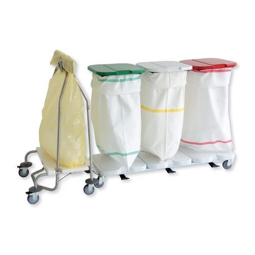 Dirty bag holder trolley - XA0312 - Alvi - hospital / 4-bag / stainless steal