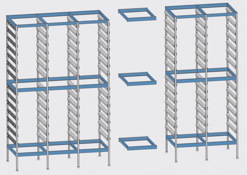 Modular shelving unit - 3420/25/00 QL - Alvi - floor track / open-structure / aluminium