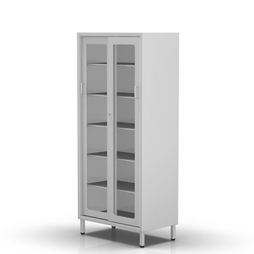 Hospital cabinet - 2-266 - ALVO Medical - with shelf / with sliding door / stainless steel