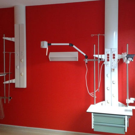 Wall-mounted supply column - ERGO 200 - BIOLUME  - intensive care / with shelves