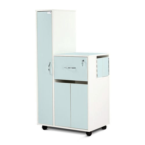 Bedside cabinet on casters - BC3CPDWR/GW - Bristol Maid Hospital Metalcraft - with drawers / with wardrobe / locking