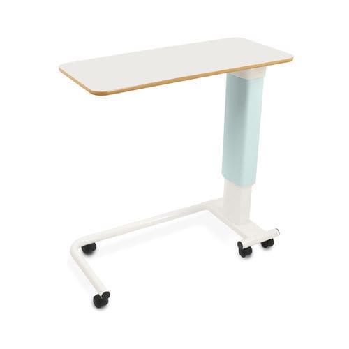 Manually operated overbed table - OCL/GWO/SP/S  - Bristol Maid Hospital Metalcraft - pneumatic / on casters / height-adjustable