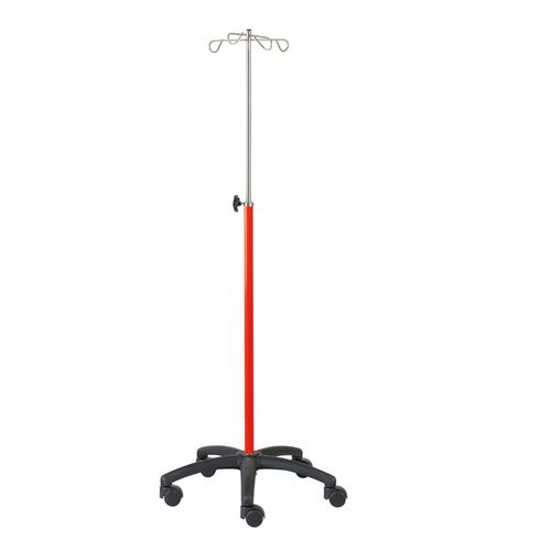Infusion stand on casters - 32004INO - CARINA  - 4-hook / stainless steel / height-adjustable