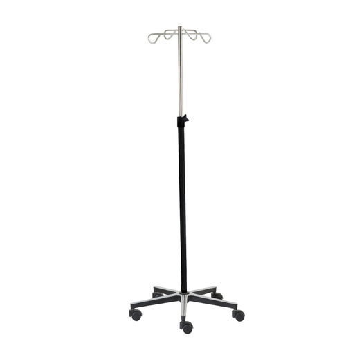 Infusion stand on casters - 32004INOALU - CARINA  - 4-hook / stainless steel / height-adjustable