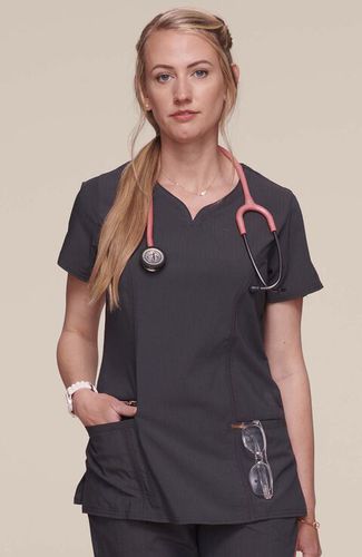 Women's scrub top - RIBBED  - Cherokee Uniforms - L / XL / M