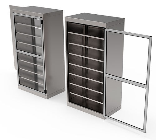 Sterile material cabinet - 50.103.405 - Famos - for cleanrooms / with shelf / with door