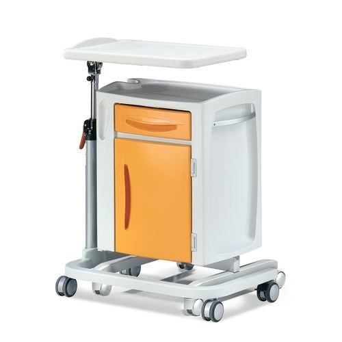 Bedside table on casters - ROTOMOULDING - Favero Health Projects - with separate over-bed table