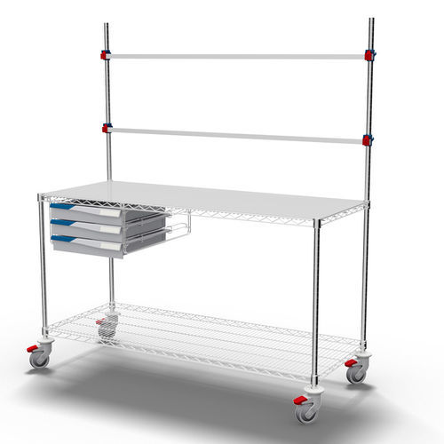Work table - #TP0615R-90-S - Francehopital - rectangular / plastic / mobile