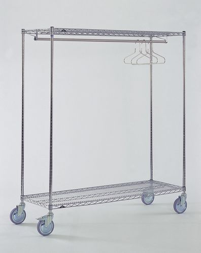 Garment rack - NNMK2148 - Hammerlit - on casters / stainless steel / shelf