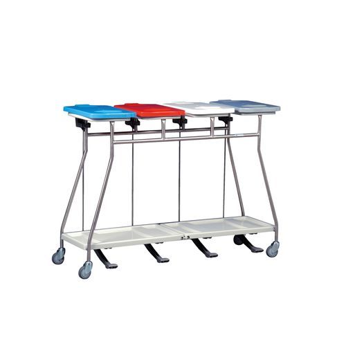Transport trolley - MS465LT - Hammerlit - waste / stainless steel / 4-bag