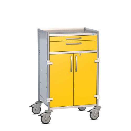 Stainless steel trolley - PMEF6414 - Hammerlit - with drawer / with hinged door / 2-door