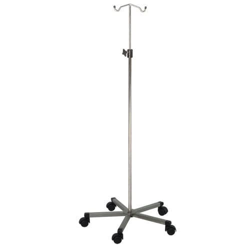IV pole on casters - H162 - Hidemar - 2-hook / telescopic / stainless steel