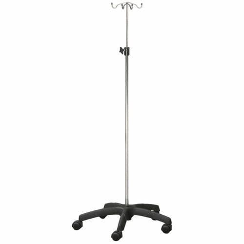 IV pole on casters - H166 - Hidemar - 4-hook / telescopic / stainless steel