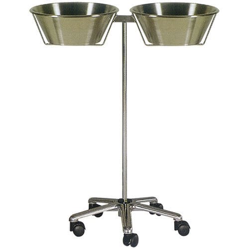 Double bin surgical basin stand - H48.2 - Hidemar - trolley-mounted / stainless steel