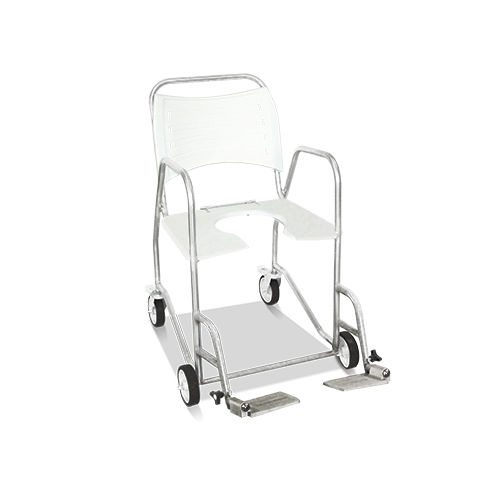Shower chair with armrests - HM.2046A - Hospimetal - on casters / with cutout seat / plastic