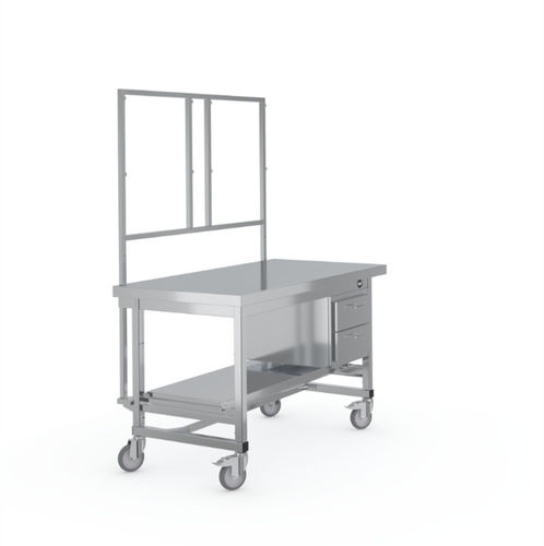 Medical instrument packing table - 7505963 - Hupfer Metallwerke GmbH & Co. KG - rectangular / on casters / with drawers