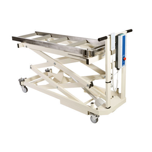 Lifting mortuary trolley - FP000048 - HYGECO - electric / stainless steel / height-adjustable