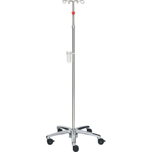IV pole on casters - 22309 - Inmoclinc - 4-hook / telescopic / stainless steel