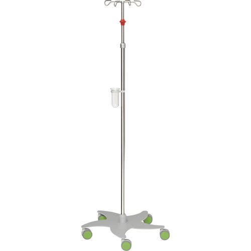 IV pole on casters - 22324 - Inmoclinc - 4-hook / telescopic / stainless steel