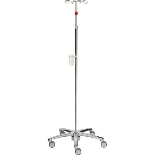 IV pole on casters - 22336 - Inmoclinc - 4-hook / telescopic / stainless steel
