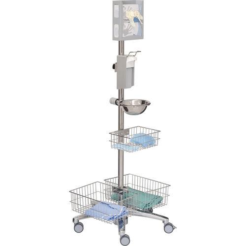 Hygiene station on casters - 22413 - Inmoclinc - with basket / with hand sanitizer holder / with glove box