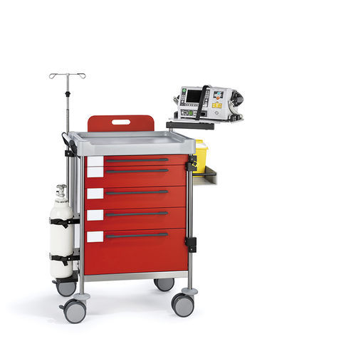 Emergency trolley - 1296 R - Insausti - for defibrillator / stainless steel / polyethylene
