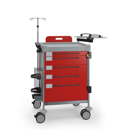 Emergency trolley - 1266 R - Insausti - for defibrillator / stainless steel / polyethylene