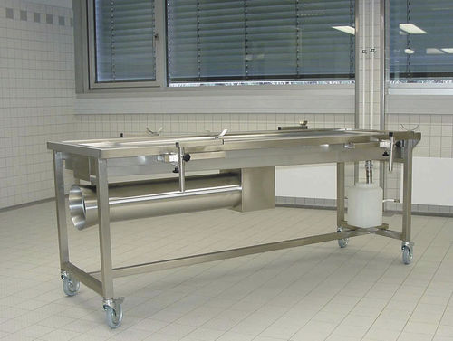Forensic autopsy table - AST 10/700 - KUGEL medical GmbH & Co. KG - dissection / mortuary washing / on casters