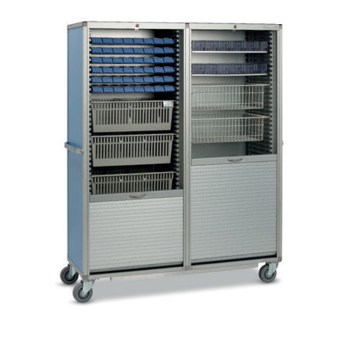 Anodized aluminum trolley - Baccarat C Haut - DOUBLE - Mercura Industries - with tambour door / with basket / 2-door