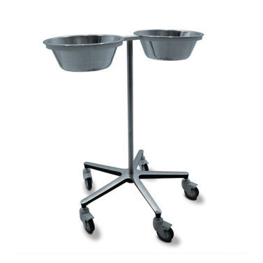 Double bin surgical basin stand - 2 030 141 - Mercura Industries - trolley-mounted / stainless steel